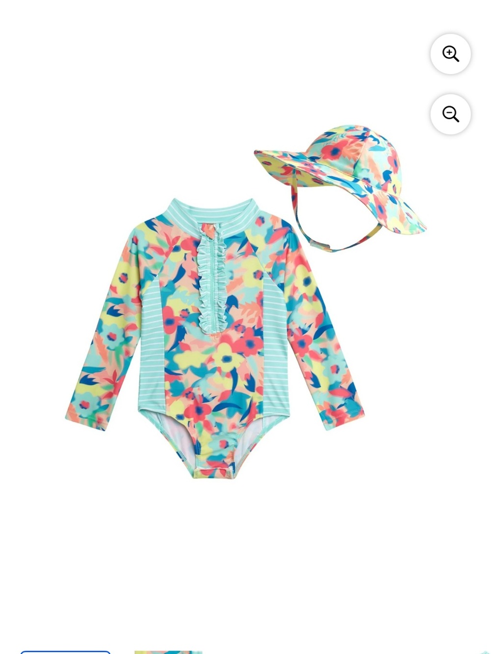 Jessica Simpson 24 MTHS   Floral Rashguard Swimsuit with Sun Hat - NWT